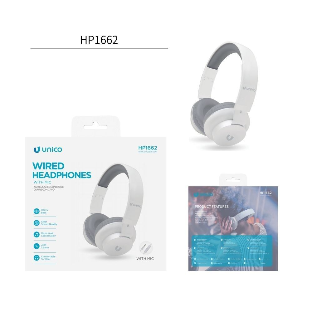 CUFFIE OVER-EAR CABLATO CON MICROFONO STILE CIRCUMAURALE PER AUDIO E CHIAMATEUnico