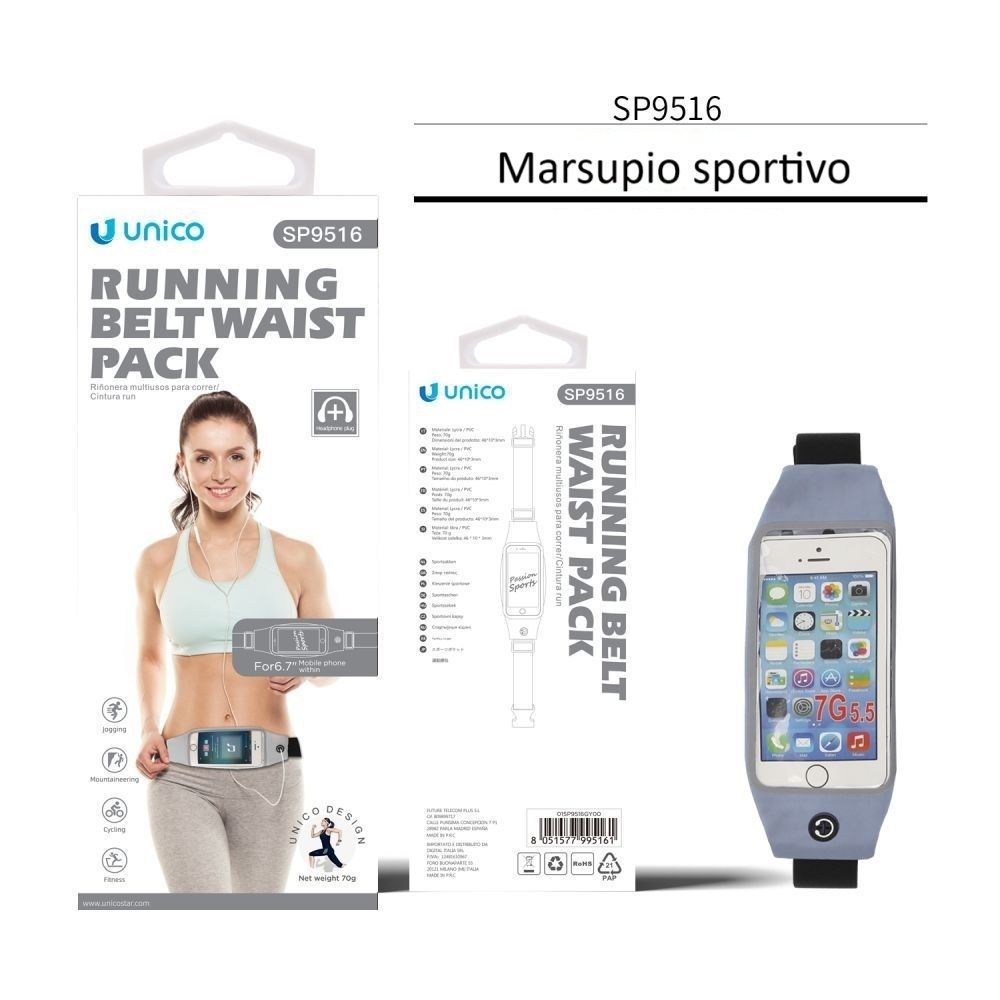 MARSUPIO SPORTIVO 6.7'' SP9516 GRIGIO PORTA CELLULARE E ACCESSORIUnico