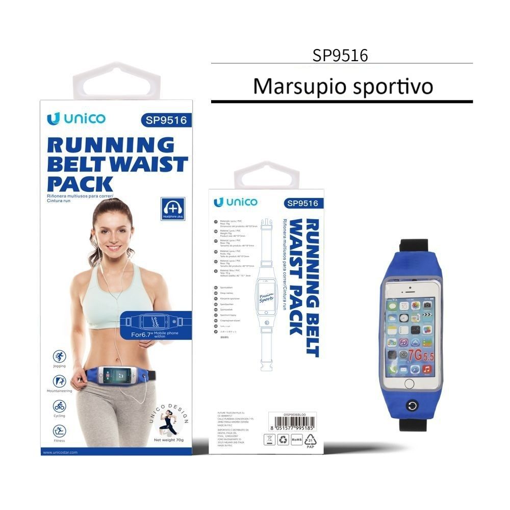 MARSUPIO SPORTIVO 6.7'' SP9516 BLU PORTA CELLULARE E ACCESSORIUnico