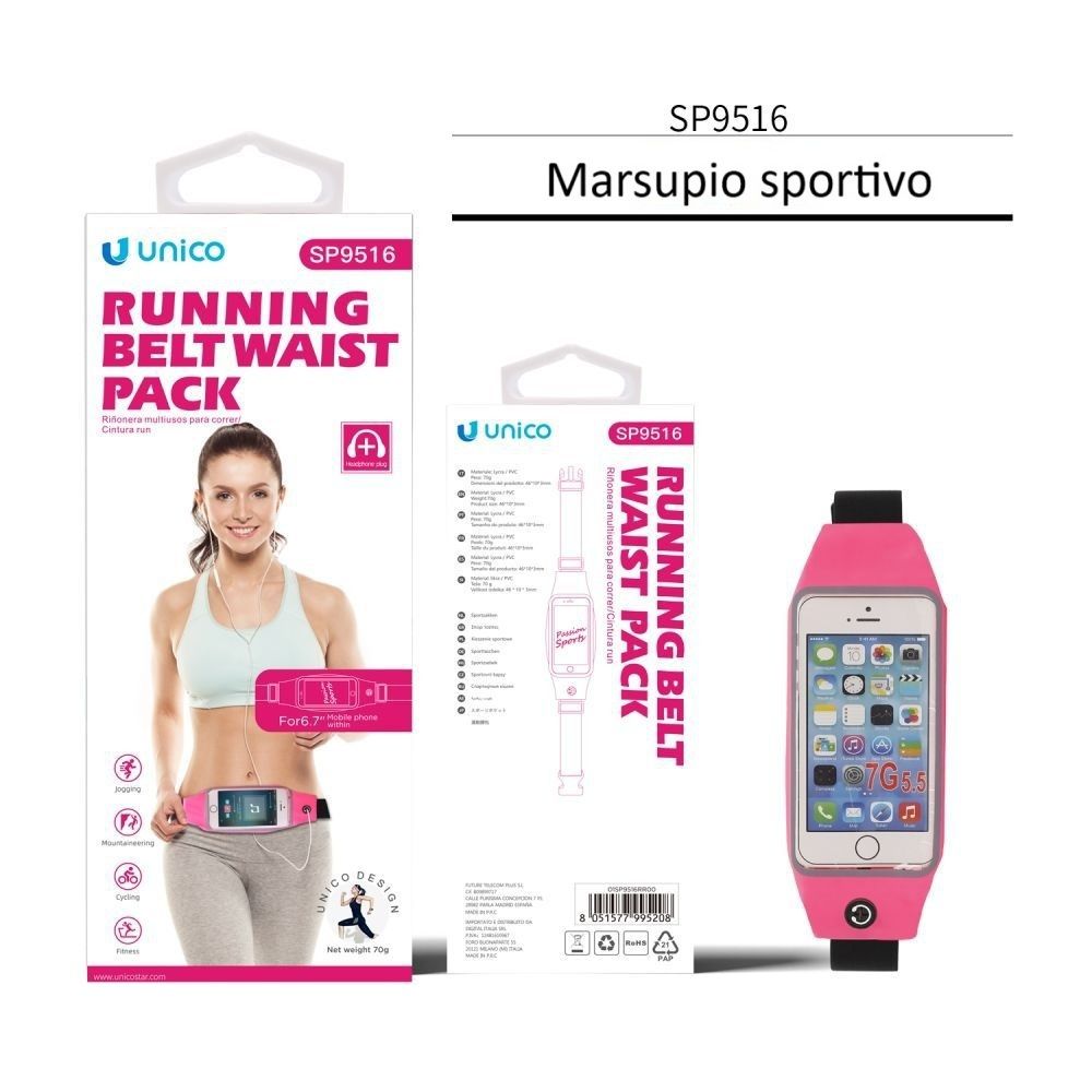 MARSUPIO SPORTIVO 6.7''SP9516 ROSA ROSSA PORTA CELLULARE E ACCESSORIUnico