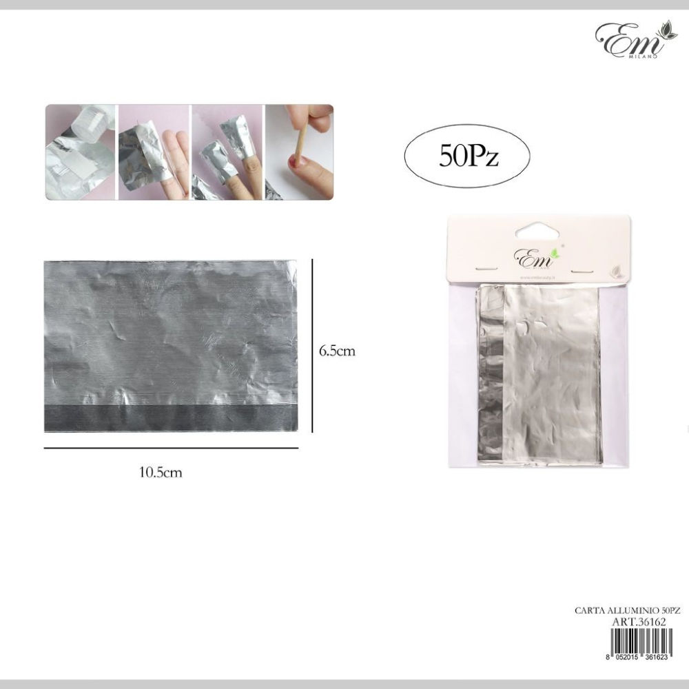 CARTA ALLUMINIO PER RIMOZIONE SMALTO 50PZEm