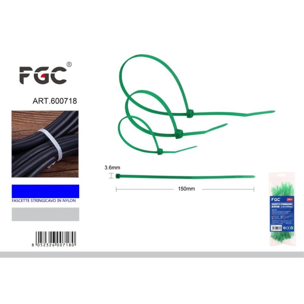 FGC Fascette Stringicavo Verdi - 3,6x150mm/40pzFgc