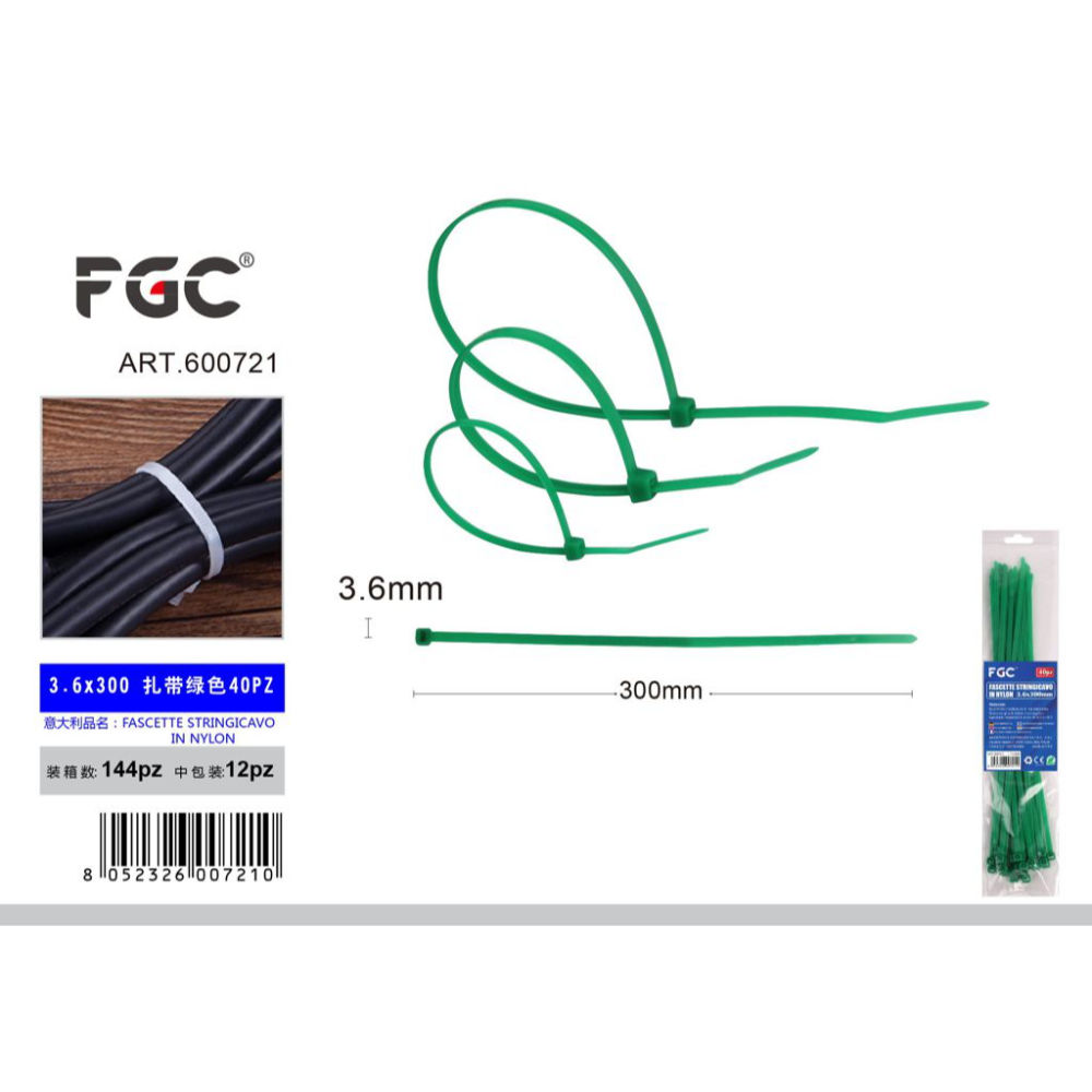 FGC Fascette Stringicavo Verdi - 3,6x300mm/40pzFgc