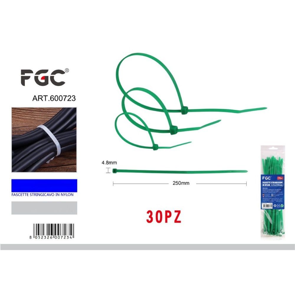 FGC Fascette Stringicavo Verdi - 4,8x250mm/30pzFgc
