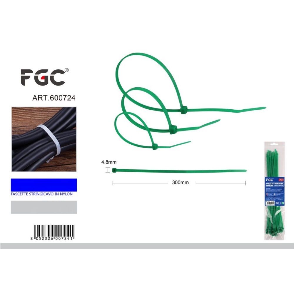 FGC Fascette Stringicavo Verdi - 4,8x300mm/30pzFgc