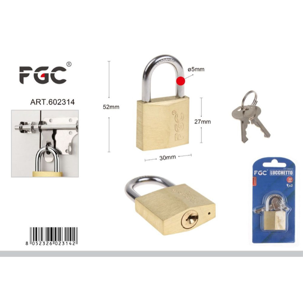 FGC Lucchetto Arco Corto - 30x52mmFgc