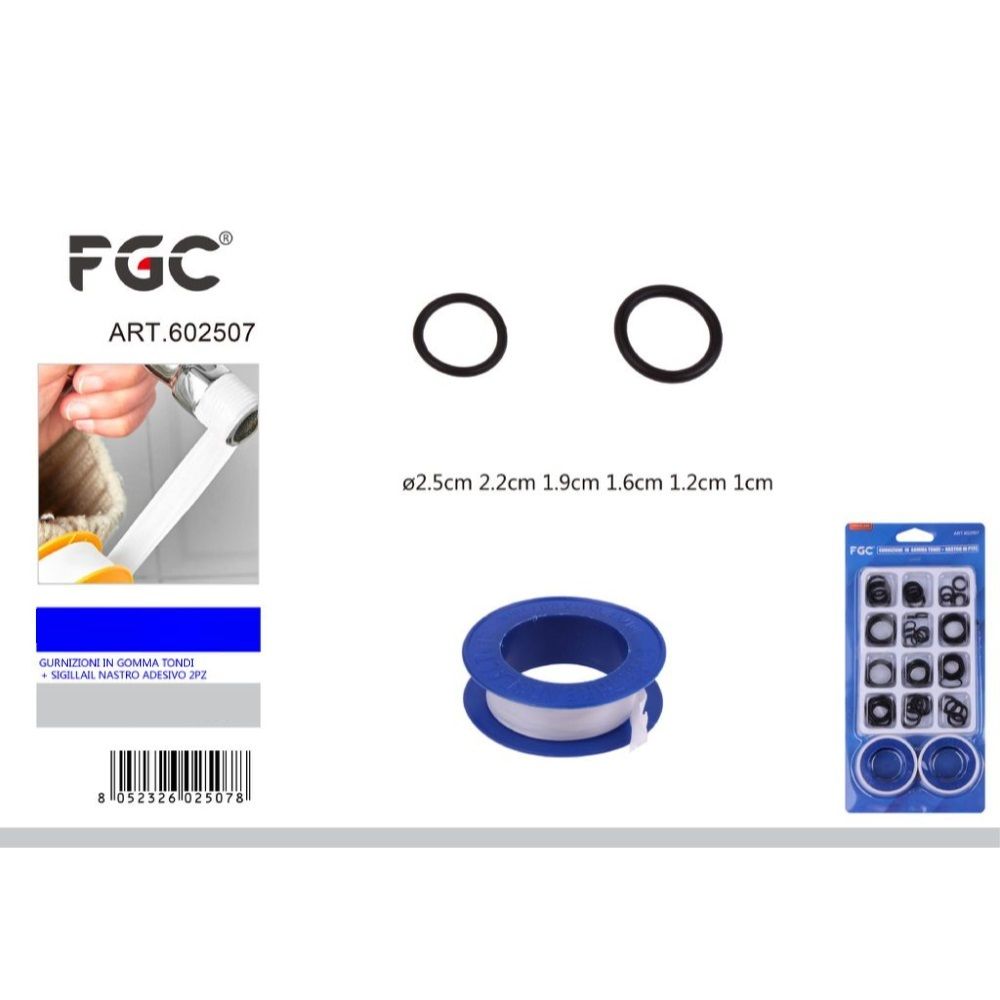 FGC Guarnizioni Tondi in Gomma + 2 Nastri SigillantiFgc