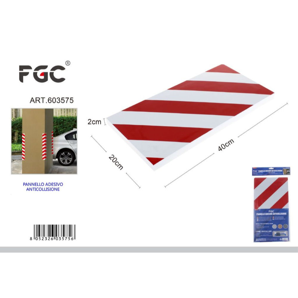 Pannello Adesivo Anticollisione Bianco/Rosso - 40x20x2CMFgc
