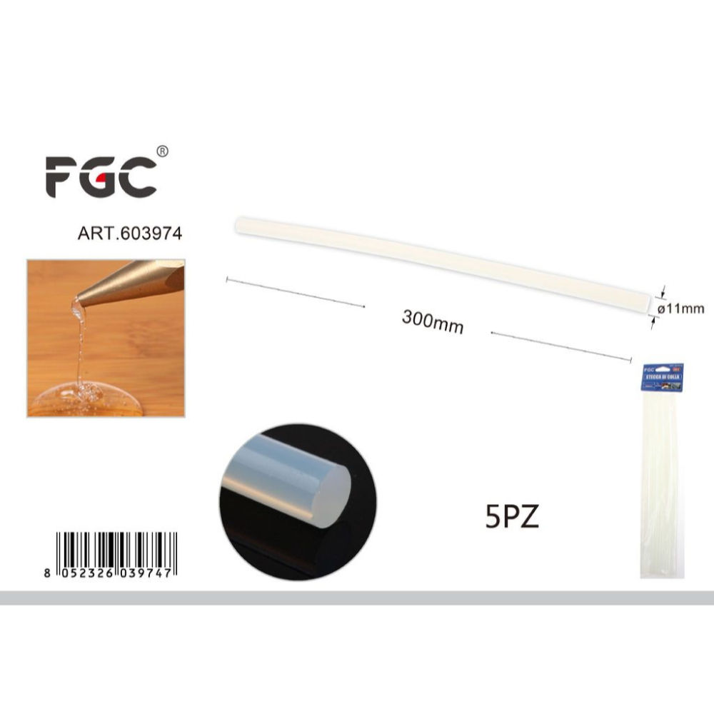FGC Ricaria Colla Caldo Trasparente Ø11x300mm - 5pzFgc