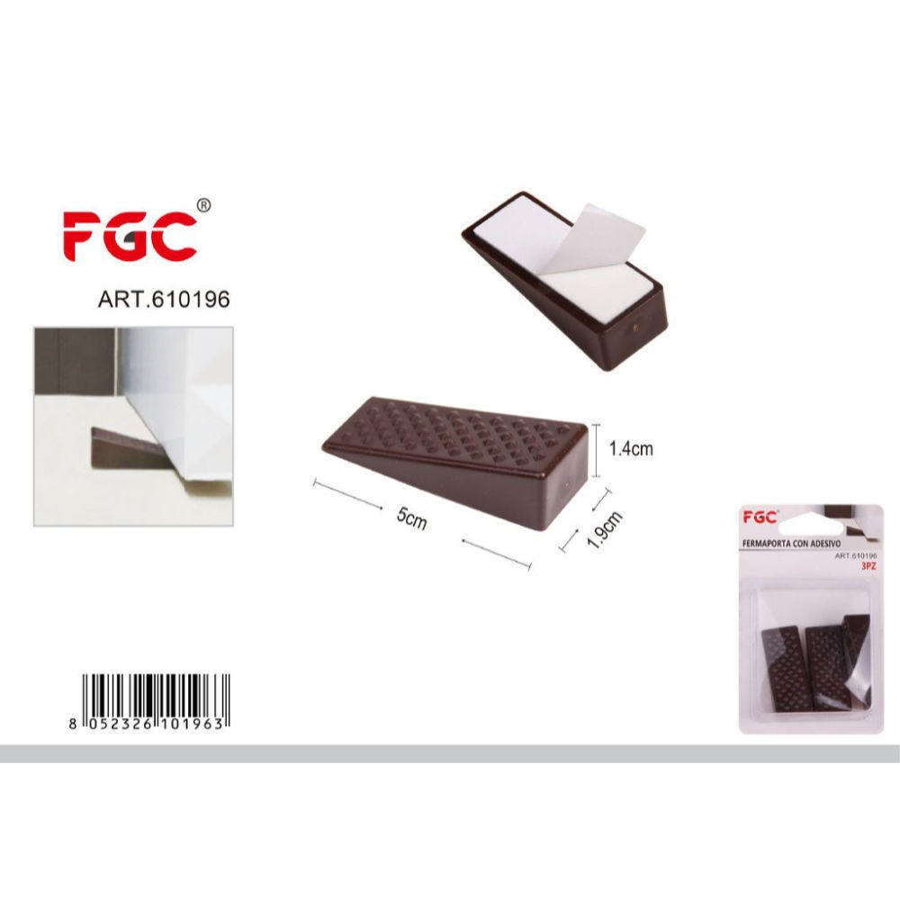 FGC Fermaporta con Adesivo Marrone - 3pzFgc
