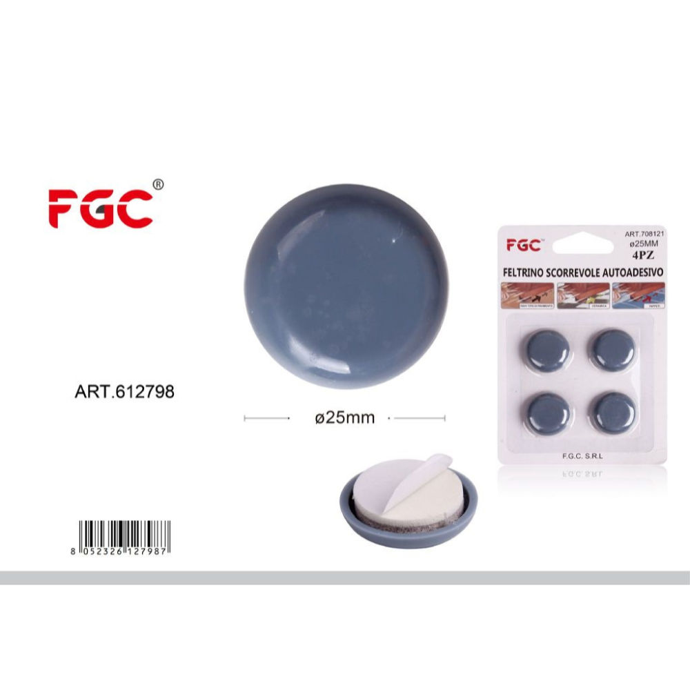 FGC Feltrino Scorrevole Adesivo Ø25mm - 4pzFgc