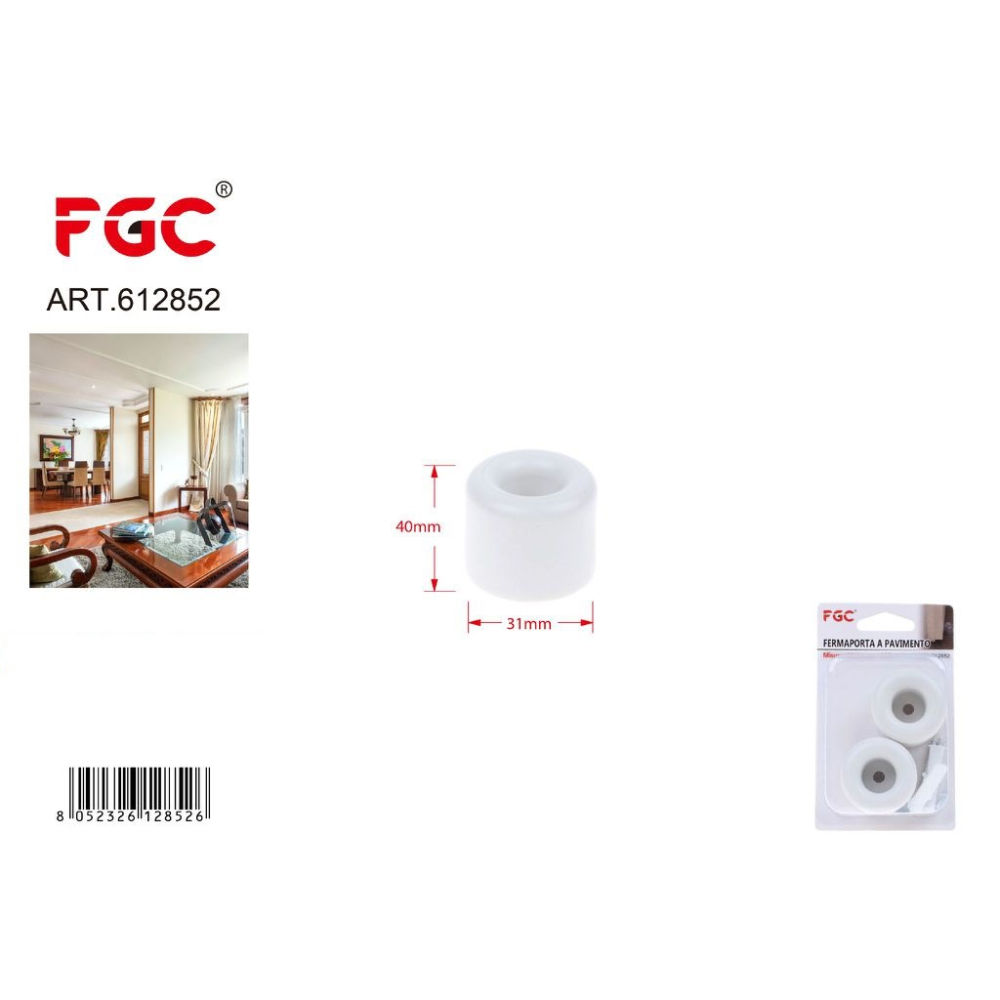 FGC Fermaporta a Pavimento 40x31mm - Bianco 2pzFgc
