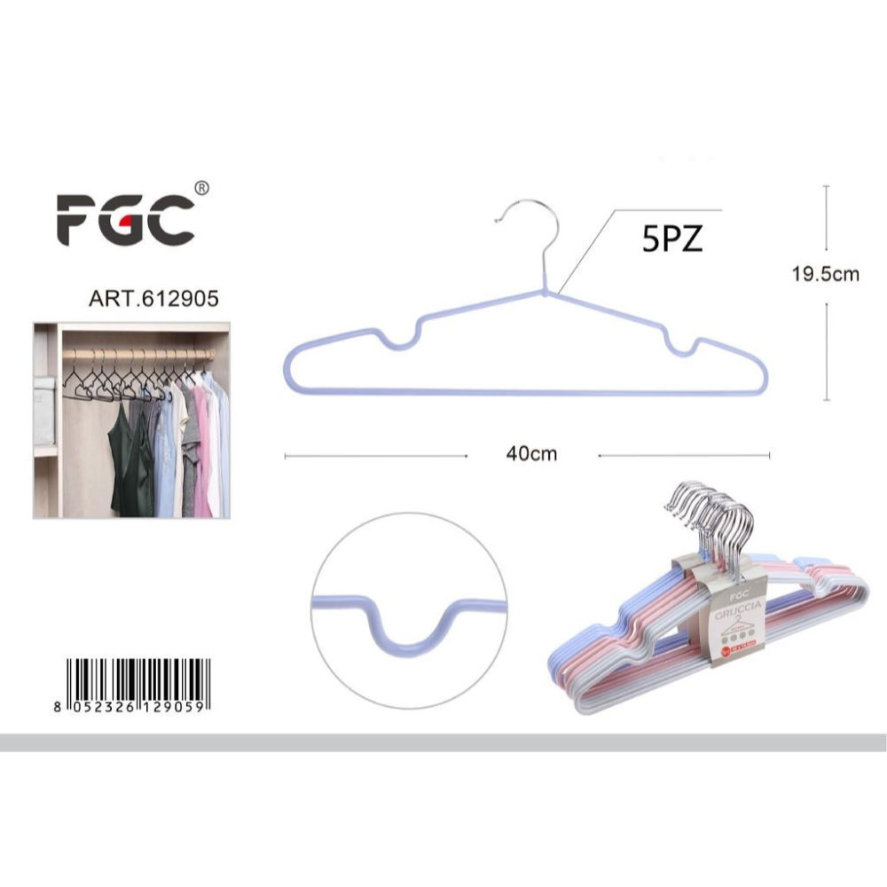FGC Gruccia Appendiabiti Gommata - 5pzFgc