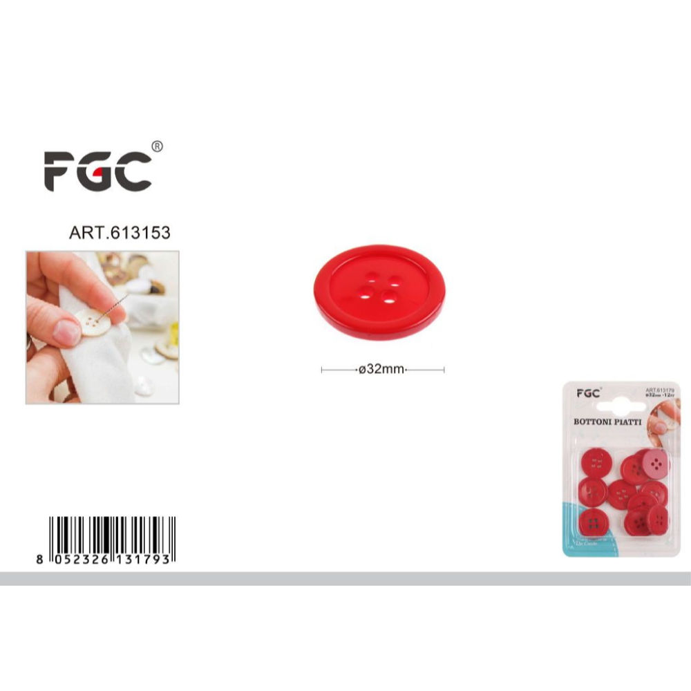 FGC Bottone Rosso 32mm - 12pzFgc