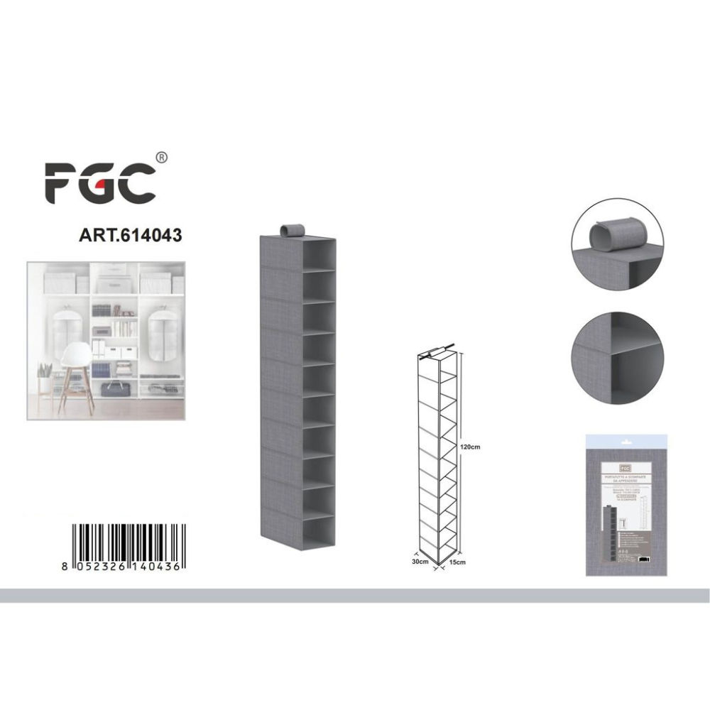FGC Custodia a 10 Ripiani - 15x30x120cmFgc