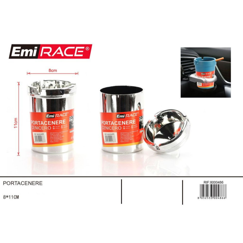 EMI Posacenere per Auto Argento - 8x11cmEmi