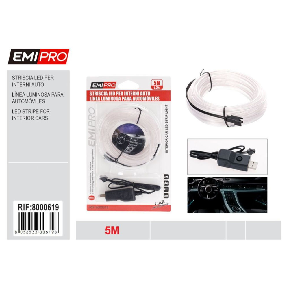 EMI STRISCIA LED PER INTERNI AUTO - 5M BIANCOEmi