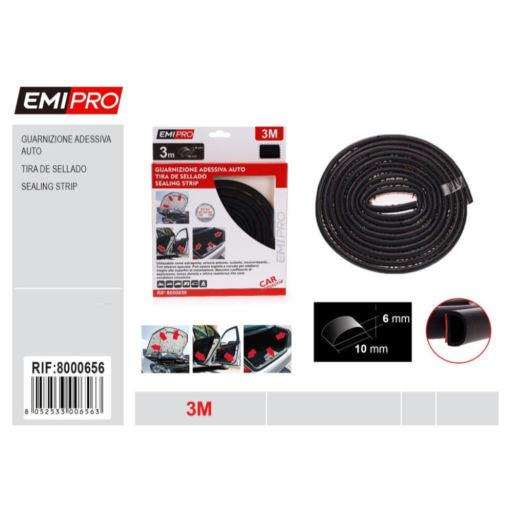 EMI GUARNIZIONE ADESICA AUTO - 6x10MM - 3 METRIEmi