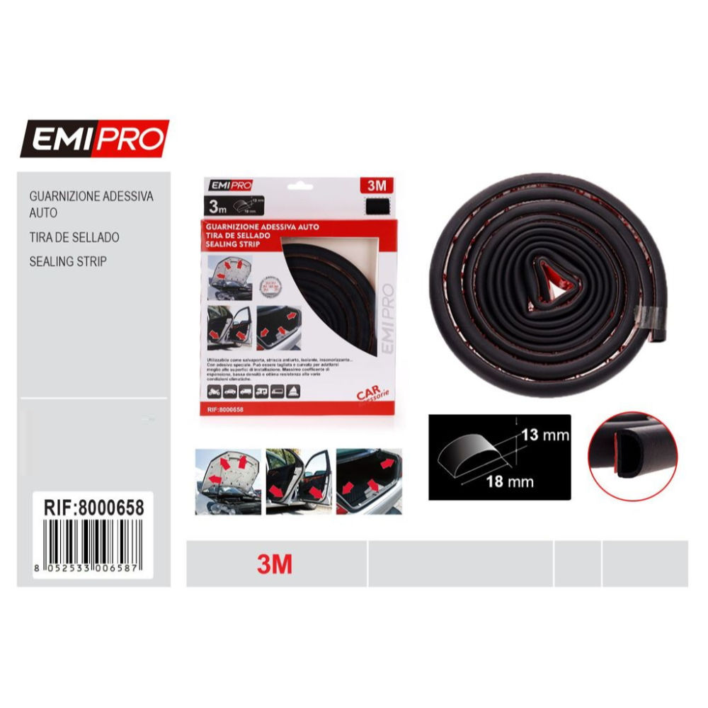 EMI GUARNIZIONE ADESICA AUTO - 13x18MM - 3 METRIEmi