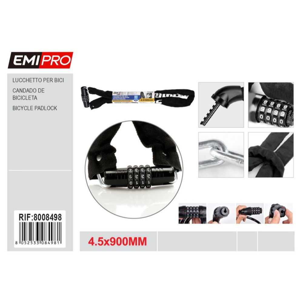 Emi Lucchetto per Bici a Combinazione - 4.5x900mmEmi