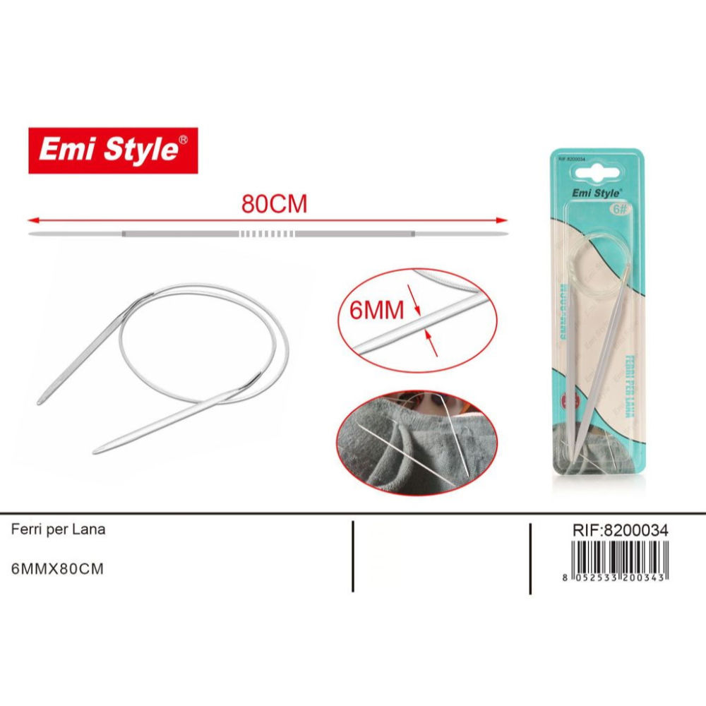 Emi Ferri da Maglia Circolari 80cm - 6mmEmi