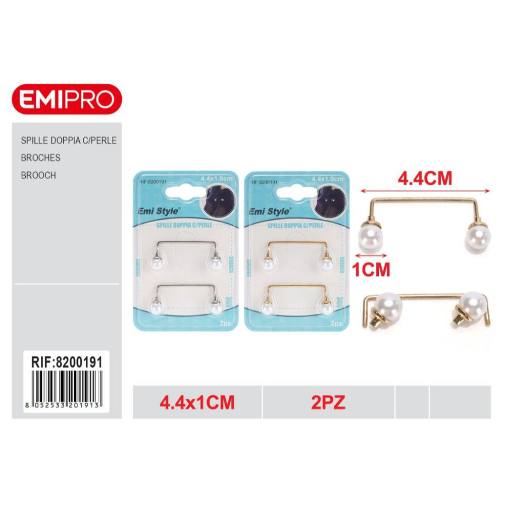 Emi Spilla Doppia Testa a Perla 4,4cm - 2pzEmi