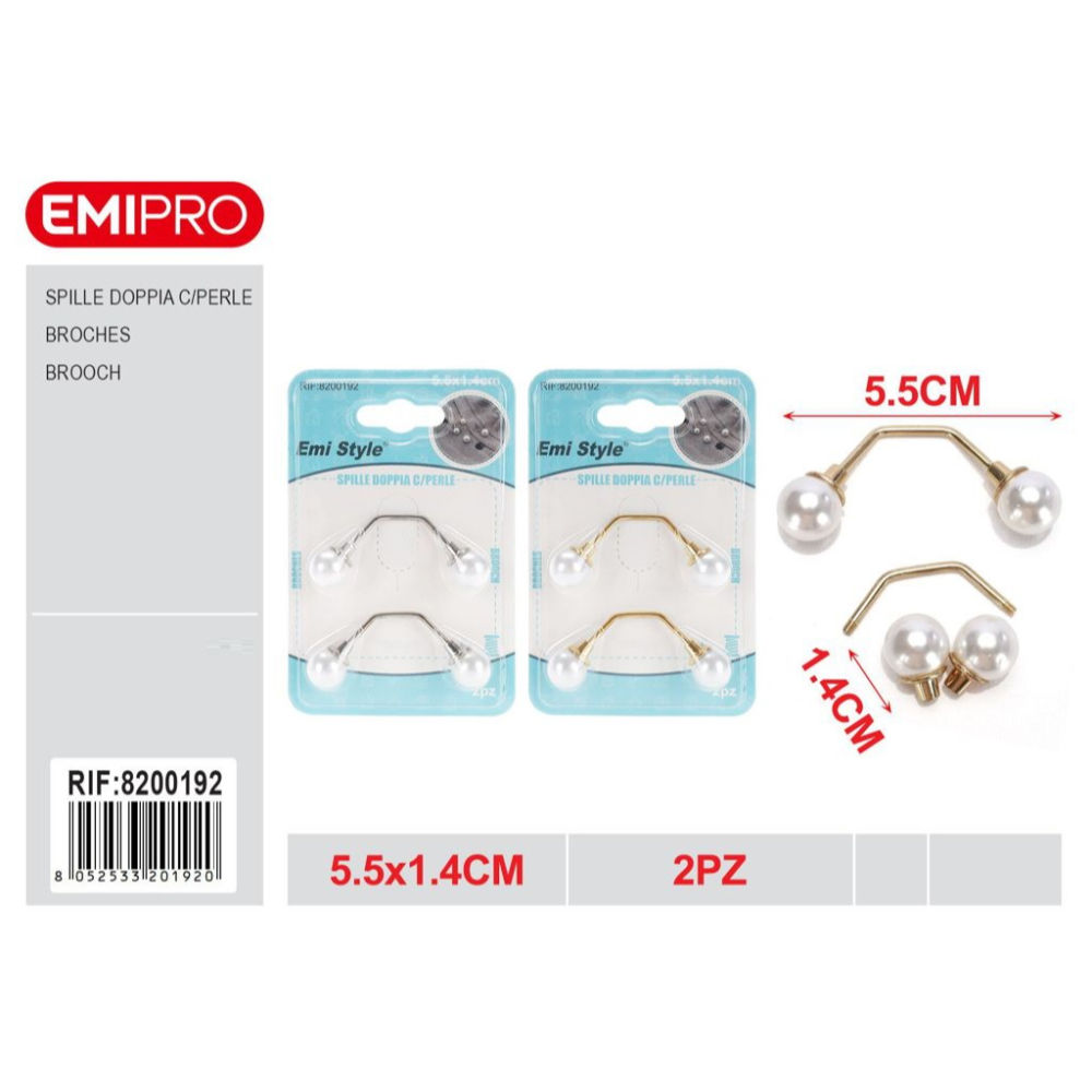 Emi Spilla Doppia Testa a Perla 5,5 cm - 2pzEmi