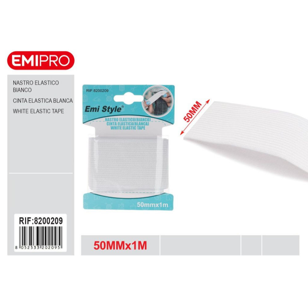 Emi Nastro Elastico Piatto 50mm/1m - BiancoEmi