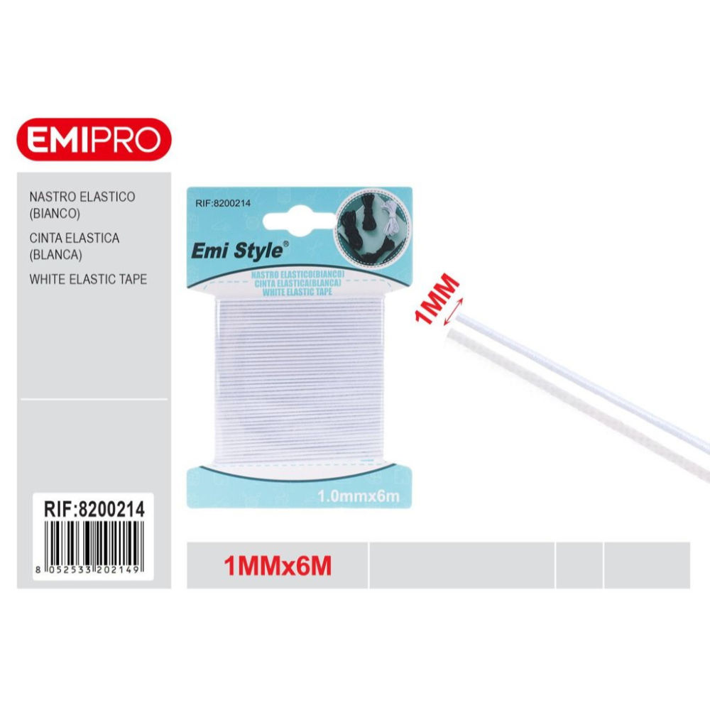 Emi Nastro Elastico Tondo 1mm/6m - BiancoEmi