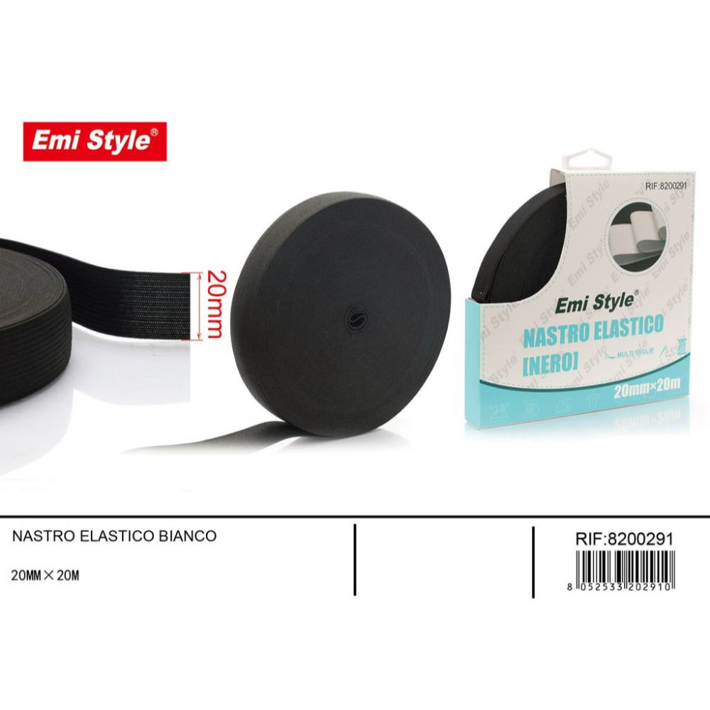Emi Nastro Elastico 20mm/20m - NeroEmi