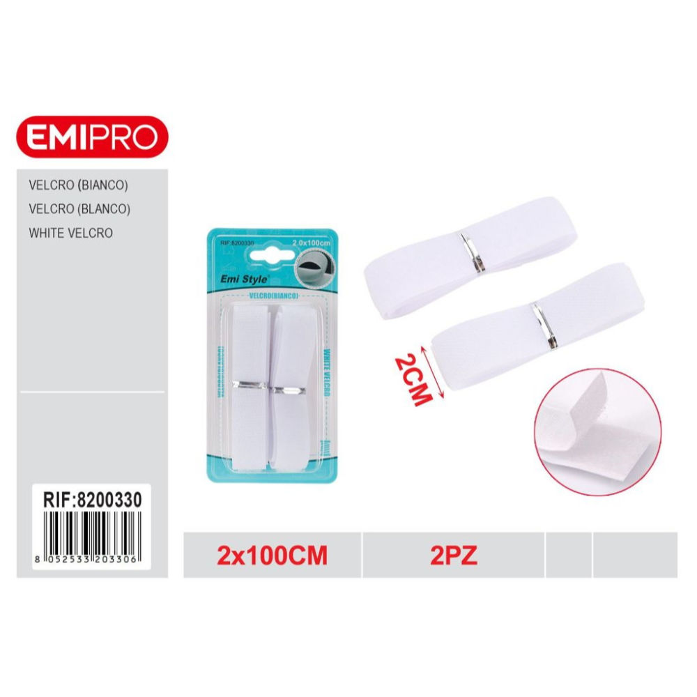 EMI Velcro Bianco 2x100cm - 2pzEmi
