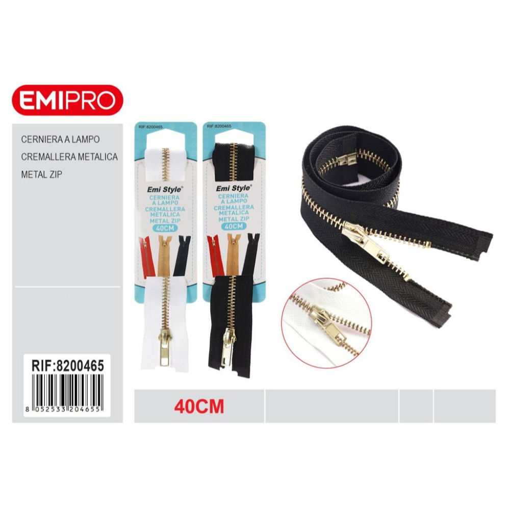 Emi Cerniera Lampo Oro Bianco/Nero - 40cmEmi