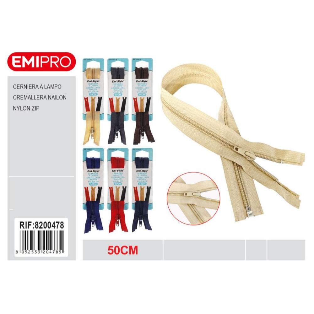 Emi Cerniera Lampo Nylon Assortiti - 50cmEmi
