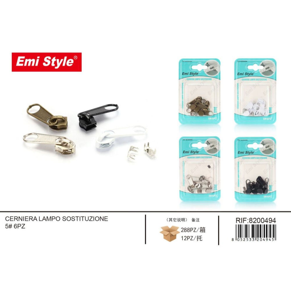 Emi Cursori Ricambo Cerniera 5# - 6pzEmi