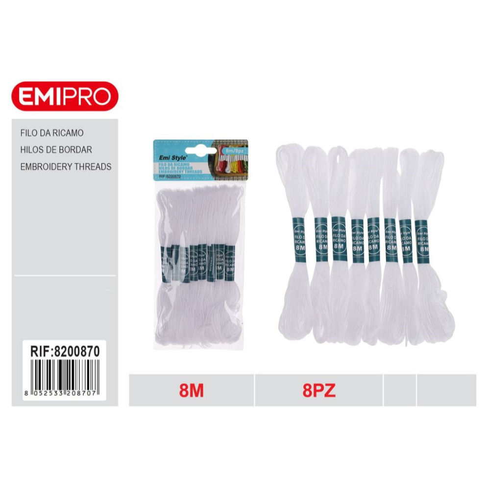Emi Set 8 Fili da Ricamo 8m - BiancoEmi