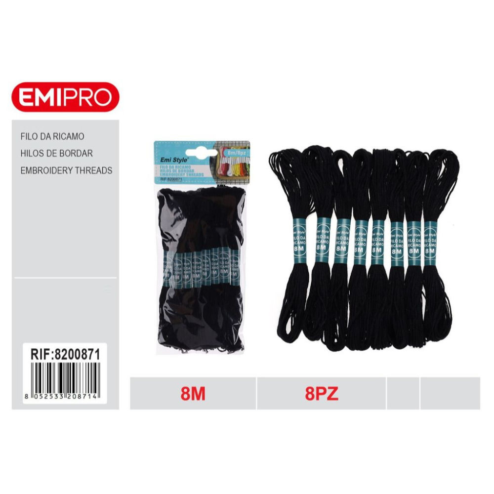 Emi Set 8 Fili da Ricamo 8m - NeroEmi