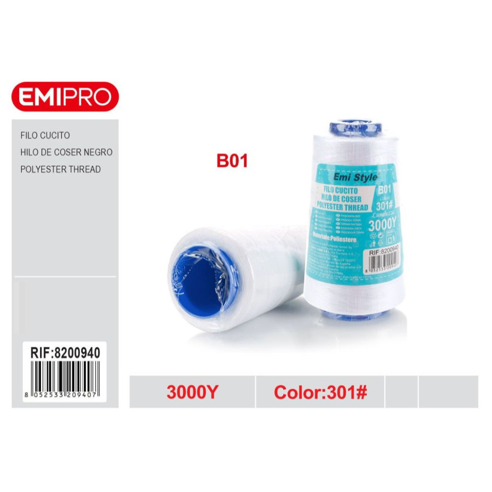 Emi Filo per Cucito 3000Y - Bianco 301#Emi