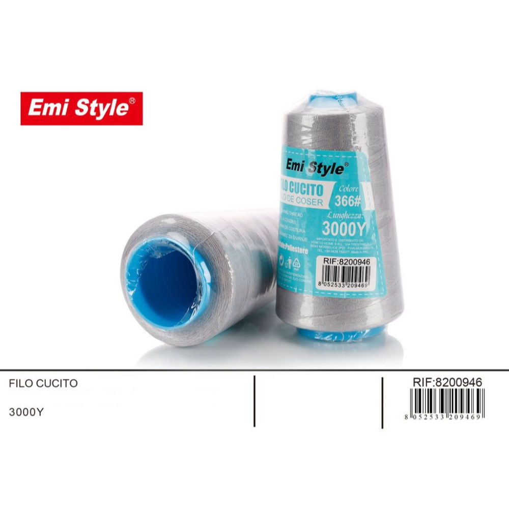 Emi Filo per Cucito 3000Y - Grigio Argenato 366#Emi