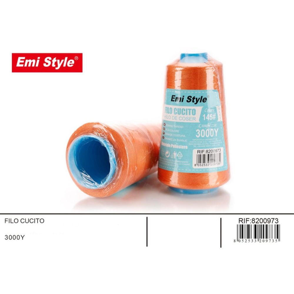 Emi Filo per Cucito 3000Y - Rosso Arancione 145#Emi