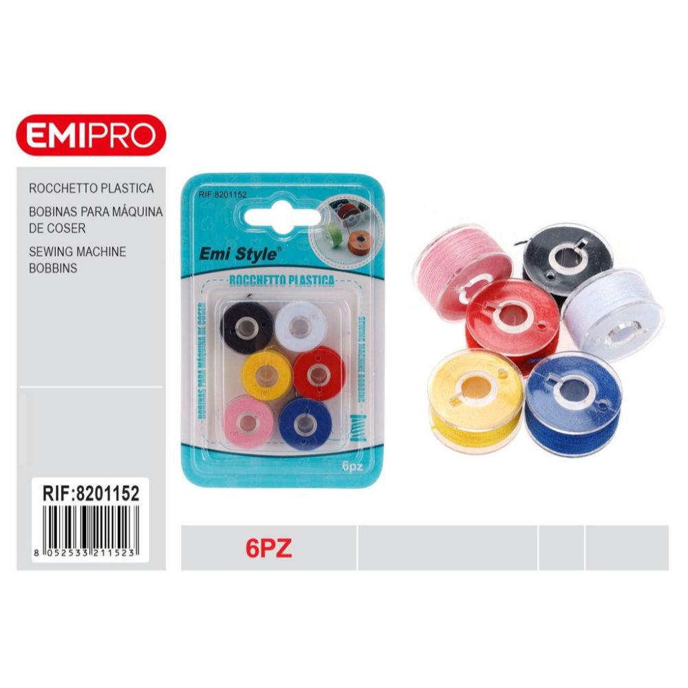 Emi Spolina in Plastica Fili Assortiti - 6pzEmi
