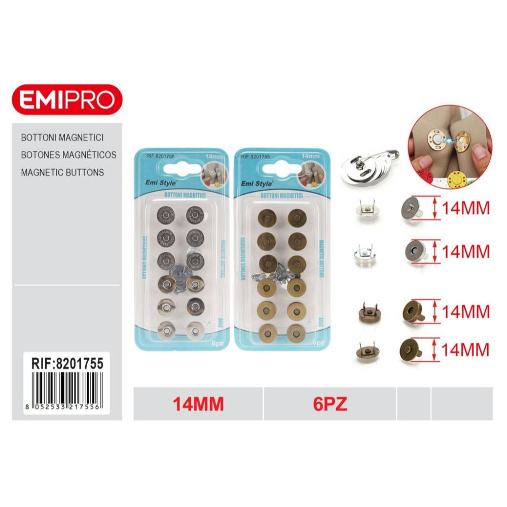 Emi Bottoni Magnetici 14mm - 6 PaiaEmi