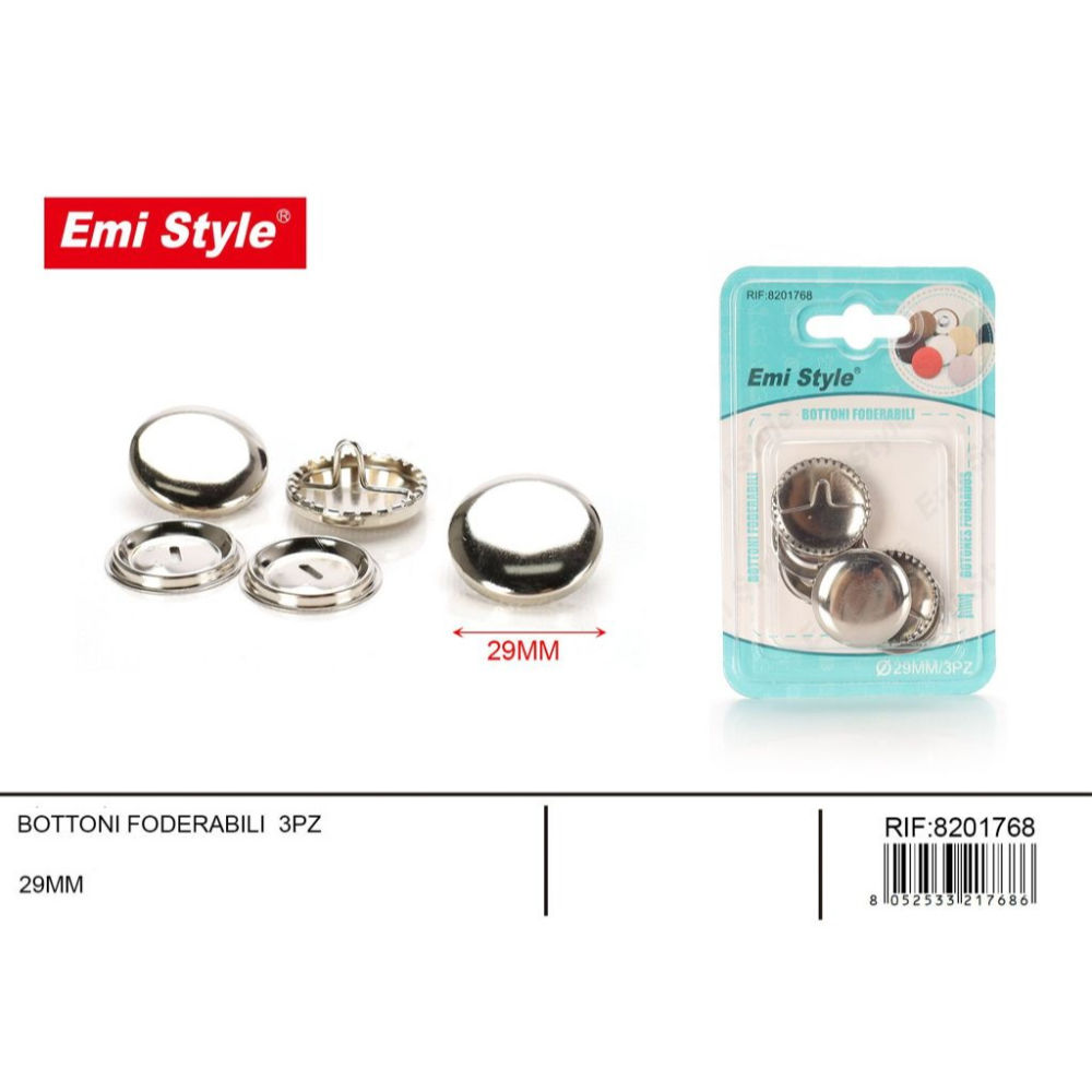 Emi Bottoni Foderabili Ø29mm - 3 PaiaEmi