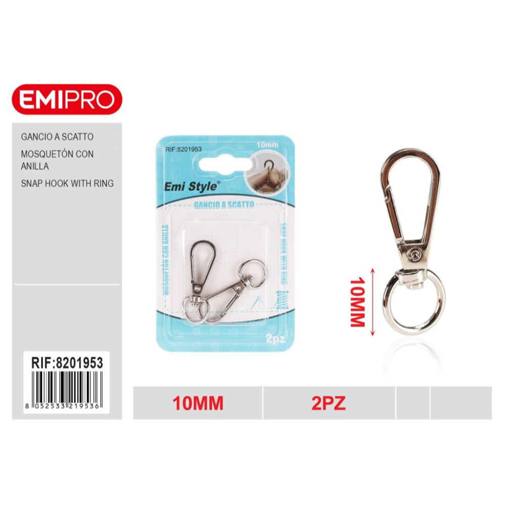 Emi Gancio a Scatto Cherchio 10mm - 2pzEmi