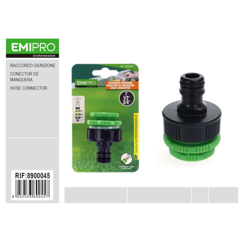 EMI Connettore Rubinetto da Giardino 1"-1/2"-3/4"Emi