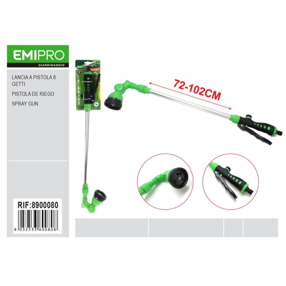 EMI Lancia di Irrigazione a Pistola 8 Getti - 72/102cmEmi