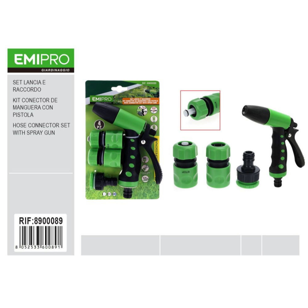 Set Irrigazione Pistola con Lancia & Raccordo - 4pzEmi