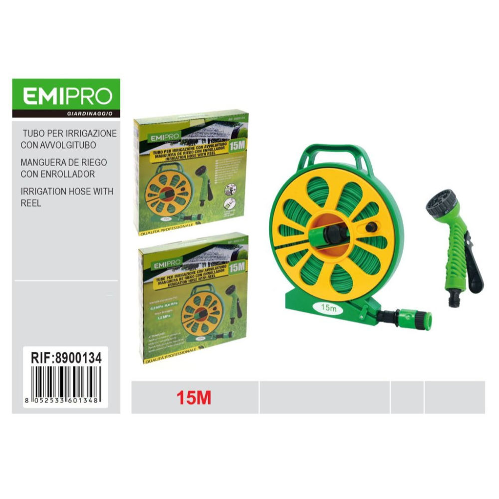 EMI Kit Tubo da Giardino con Avvolgitubo - 15mEmi