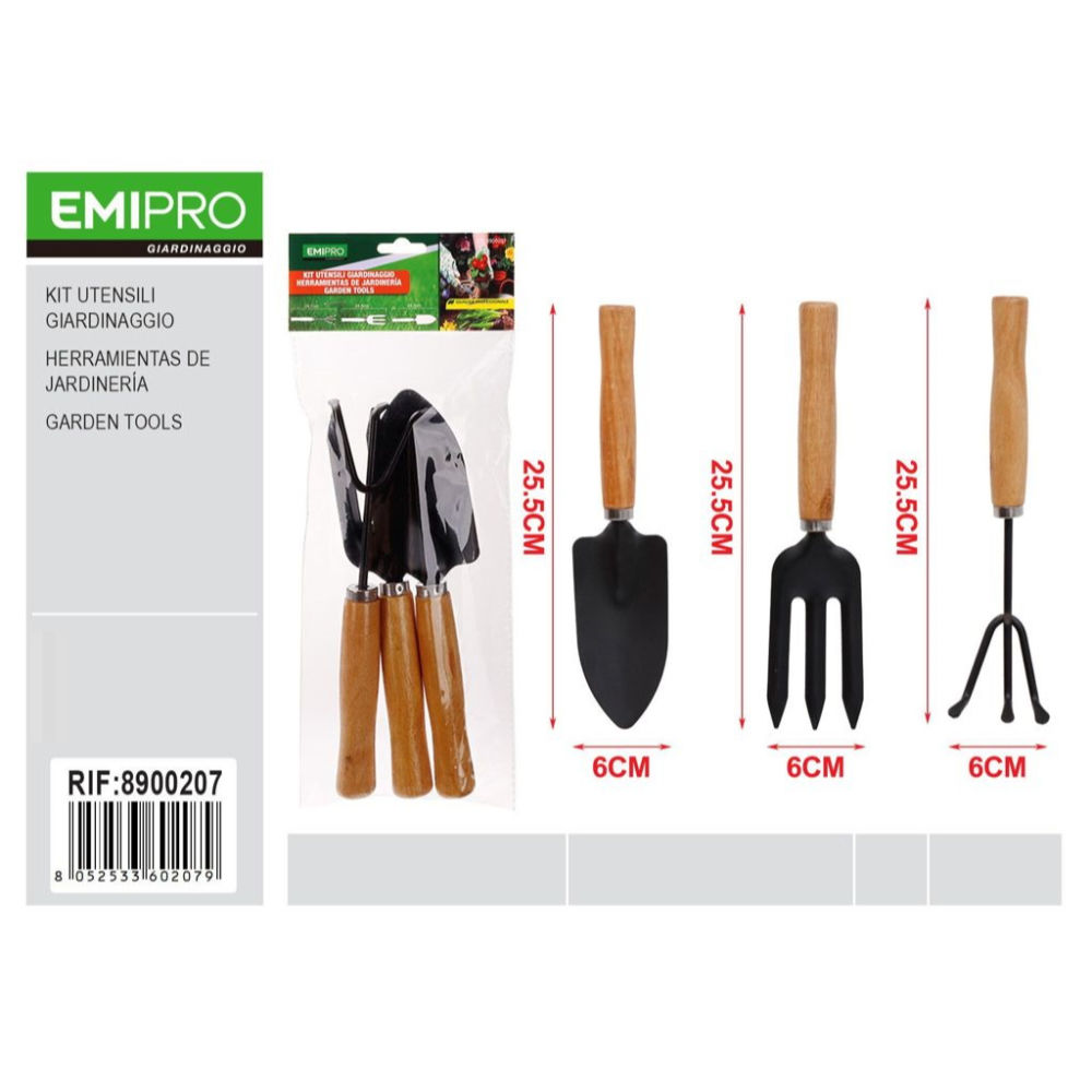 EMI Kit Utensili da Giardinaggio 25,5cm - 3pzEmi