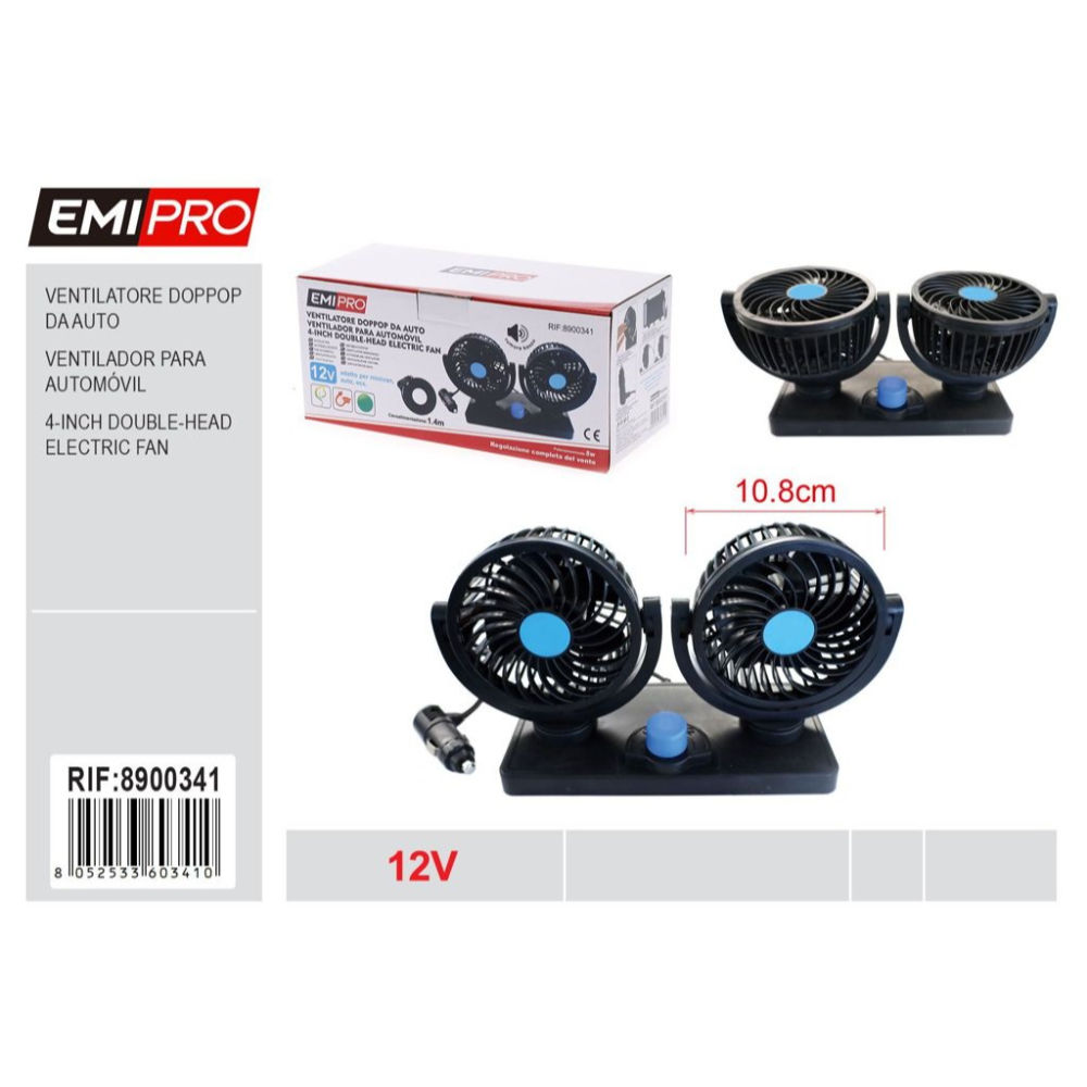 EMI VENTILATORE DOPPIO PER AUTO - 12VEmi