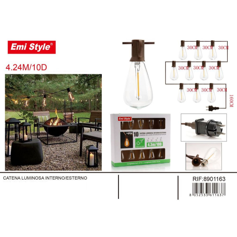 EMI Catena Luminosa Interno/Esterno Goccia - 4,24M/10DEmi